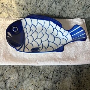 fish bowl  vintage  hand painted.